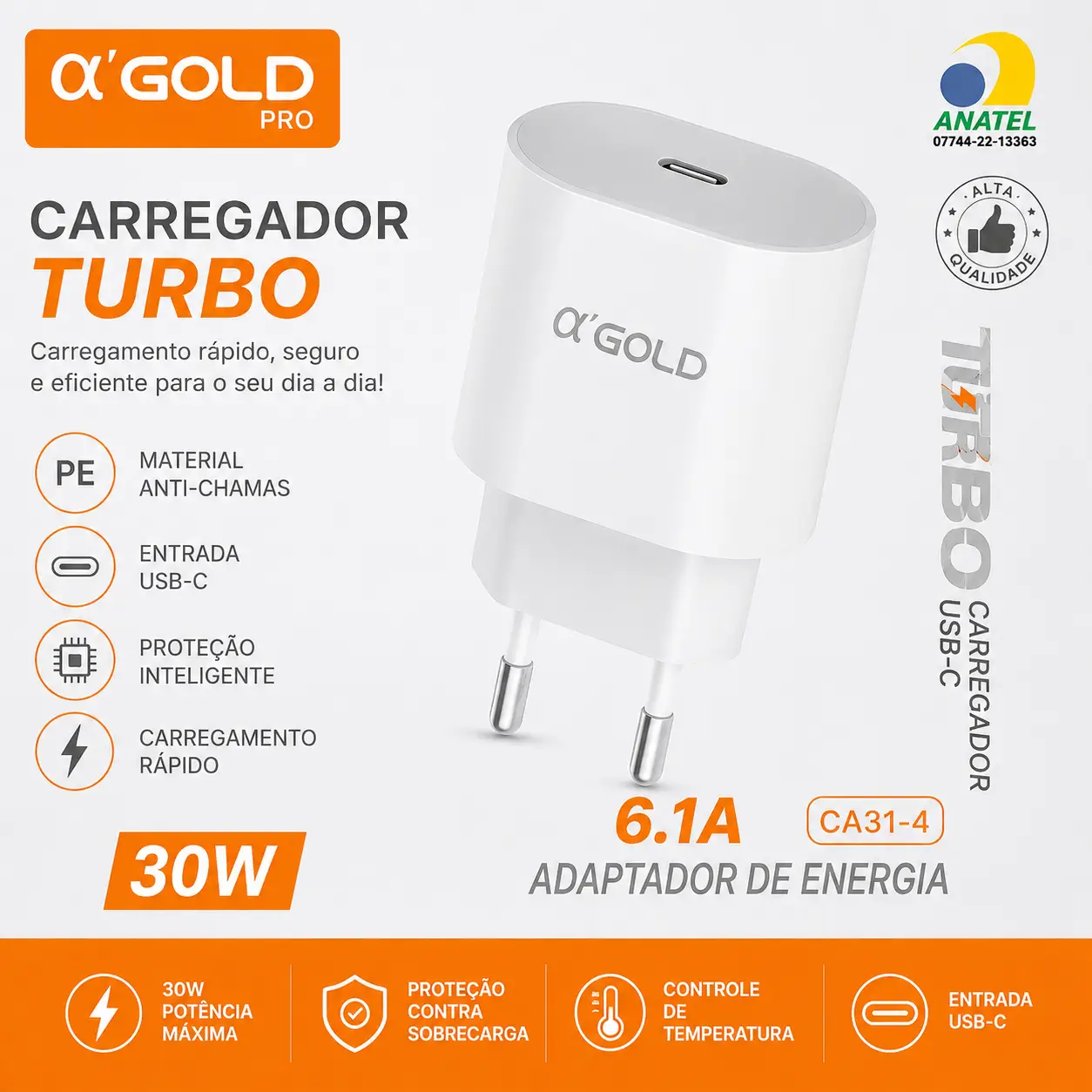 CARREGADOR TURBO 30W